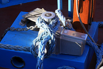 Image showing details of an old fishing boat sailing out of wood