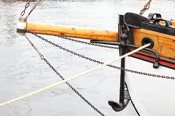 Image showing great and ancient marine anchor to anchor boats