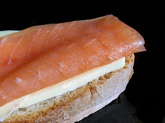 Image showing Smoked salmon sandwich
