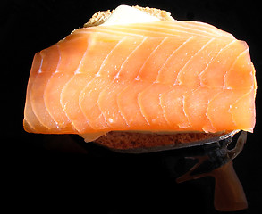 Image showing Smoked salmon sandwich