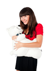 Image showing Pretty girl with bear toy