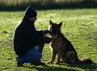 Image showing german shepherd and man