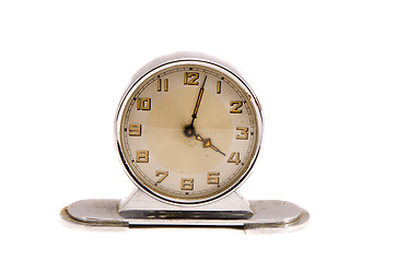 Image showing Ancient vintage retro clock minute four isolated 