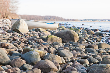 Image showing Stony coast of Baltic sea