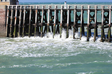 Image showing entrance channel of the Port of Fecamp in Normandy france