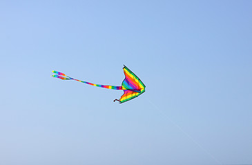 Image showing kite in a blue sky above the sea