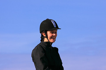 Image showing portrait of a young rider before a contest