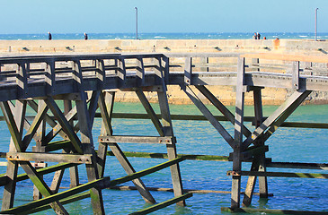 Image showing entrance channel of the Port of Fecamp in Normandy france