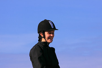 Image showing portrait of a young rider before a contest