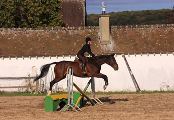 Image showing horse and rider has a jumping contest