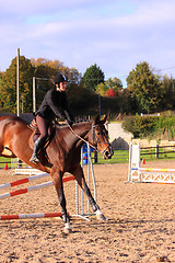 Image showing pretty young woman rider in a competition riding