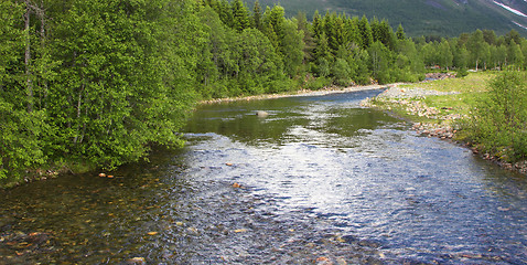 Image showing wild streams and waterfalls of Norway in summer