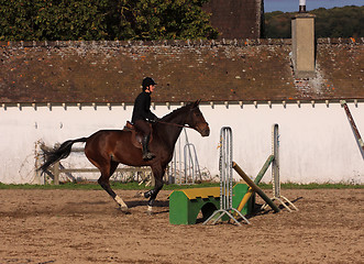 Image showing horse and rider has a jumping contest