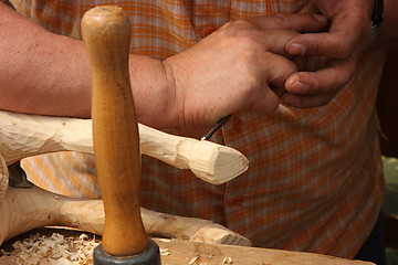 Image showing wood carving sculpture of a wooden horse