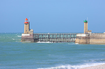 Image showing entrance channel of the Port of Fecamp in Normandy france