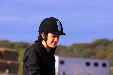 Image showing portrait of a young rider before a contest