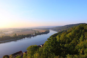 Image showing daybreak in the mist of the valley of the Seine