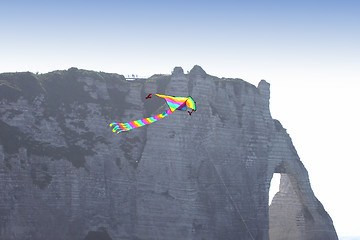 Image showing kite in a blue sky above the sea