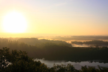 Image showing daybreak in the mist of the valley of the Seine