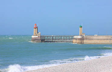 Image showing entrance channel of the Port of Fecamp in Normandy france