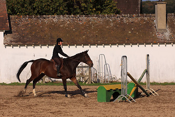 Image showing horse and rider has a jumping contest