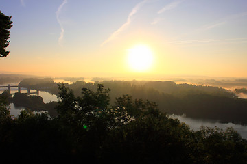 Image showing daybreak in the mist of the valley of the Seine