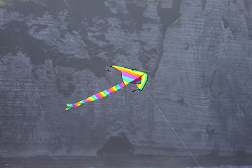 Image showing kite in a blue sky above the sea