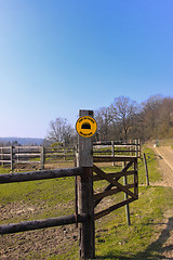 Image showing sign the mandatory helmet to ride in the ring