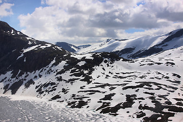 Image showing snowy mountain resort and winter sports in Norway