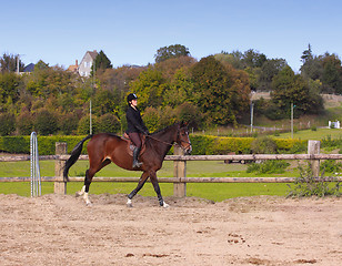 Image showing pretty young woman rider in a competition riding