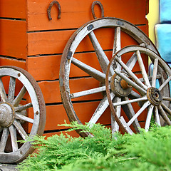 Image showing  Old Wooden Wheels 