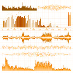 Image showing Sound waves set. Music orange background. EPS 8