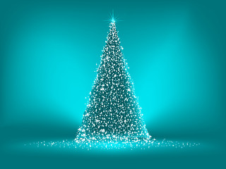 Image showing Abstract green christmas blue on blue. EPS 8