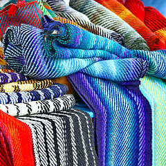 Image showing  colorful scarves in market