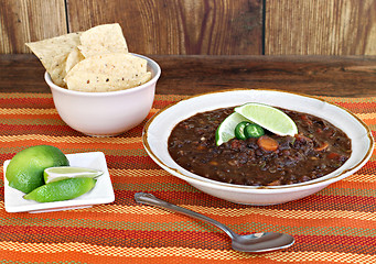 Image showing Black Bean Soup with Fresh Lime