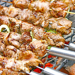 Image showing  Barbecue meat on grill