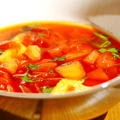Image showing  vegetable red-beet soup