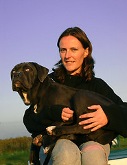 Image showing girl and cane corso