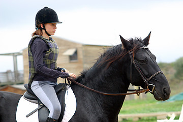 Image showing horse and woman in dressage
