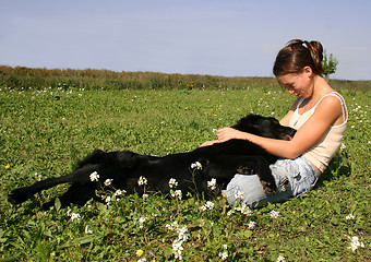 Image showing teen and belgian shepherd