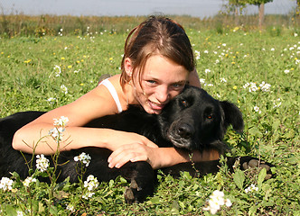 Image showing teen and belgian shepherd