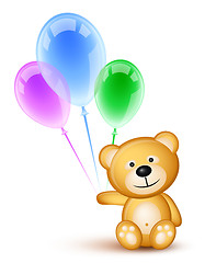 Image showing Teddybear and colored balloons