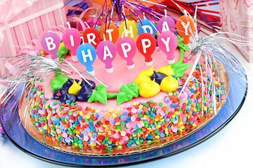 Image showing Colorful Happy Birthday Cake