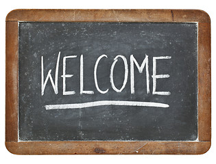 Image showing welcome on blackboard