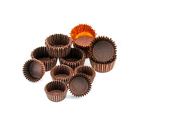 Image showing Brown chocolate rounded baking paper cups