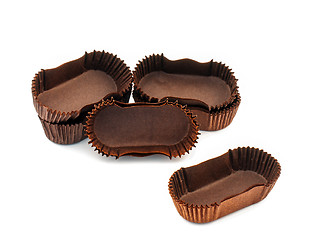 Image showing Brown chocolate rectangular baking paper cups