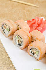 Image showing shrimp and eel sushi roll