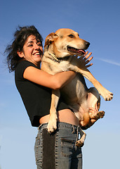 Image showing woman and mix dog