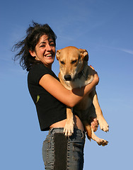 Image showing woman and mix dog