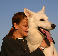 Image showing Swiss shepherd and woman